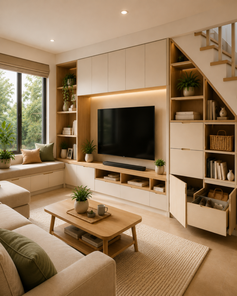Desain Rumah Minimalis dengan Tempat Penyimpanan Built-In Maksimal