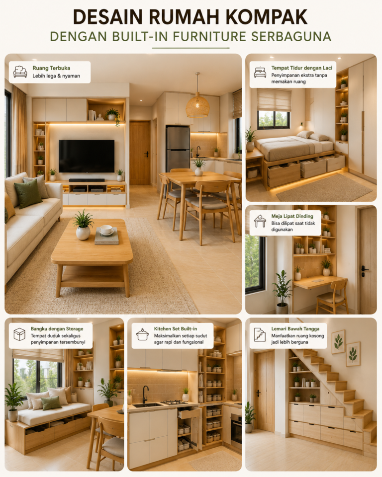 Desain Rumah Kompak dengan Built-in Furniture Serbaguna