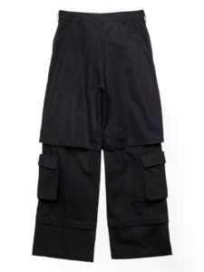 DAMAGE WASHED WIDE CARGO PANTS BLACK